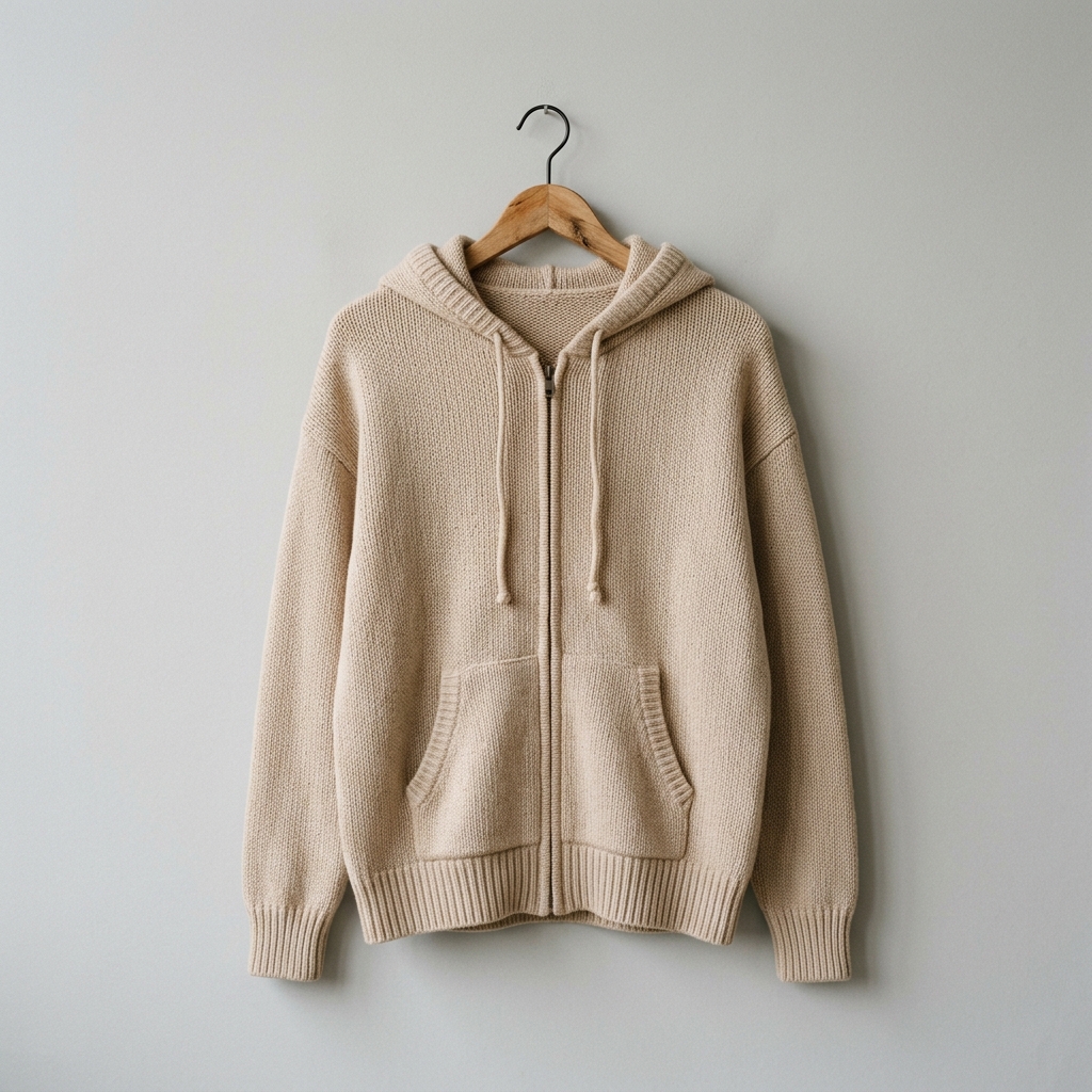 Pre-Loved Bej Kapüşonlu Sweat - 1